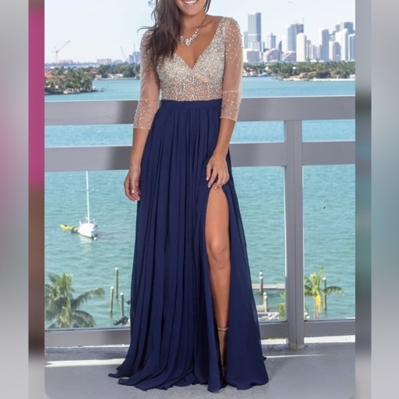 White by Soiéblu Embellished Gown with Sequins and Jewels - Picture 1 of 16